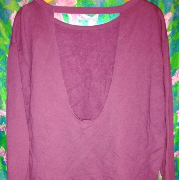 Victoria's Secret Sport purple oversized open back sweatshirt top medium large - Picture 4 of 6